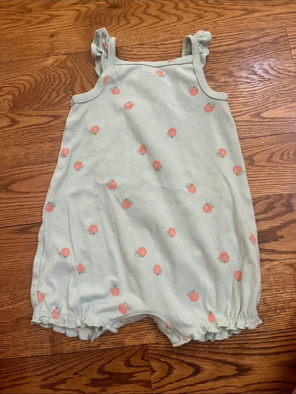 Carter's Mint Green Romper with Peach Print